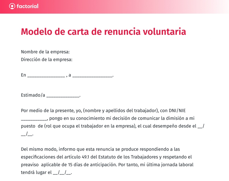 Baja voluntaria modelo: GUÍA PASO A PASO para tu carta