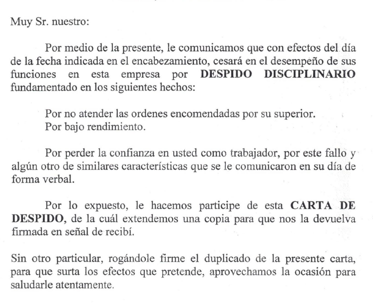 Cartas de Despido Disciplinario: Ejemplos y Consecuencias