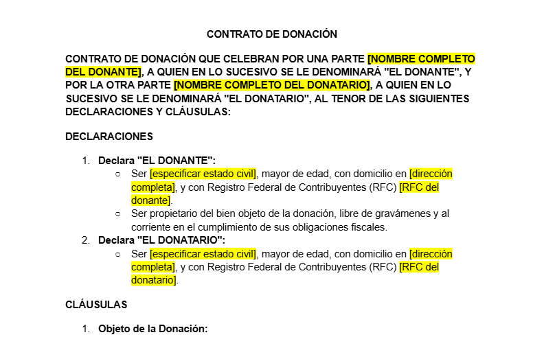 Modelo De Contrato De Donacion Argentina