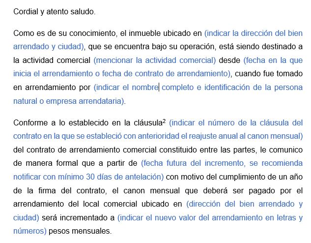 Cuáles son las cláusulas clave del modelo de subida de alquiler 2024