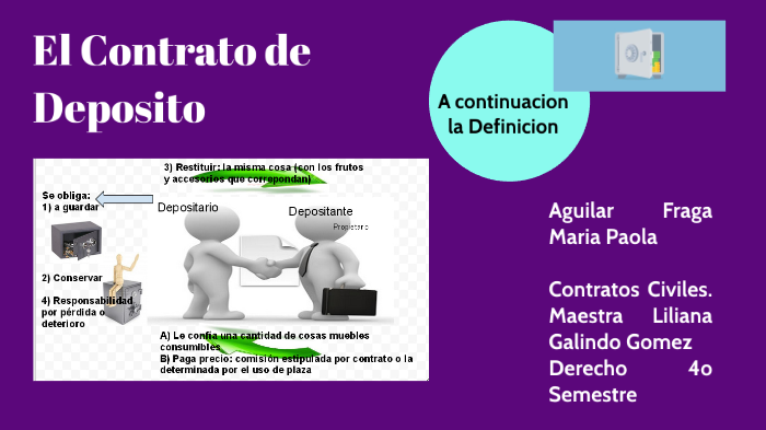 Cuáles son las obligaciones y valores del depositario y depositante en un contrato