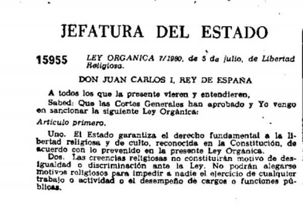 Libertad Religiosa en España: Todo sobre la Ley Orgánica